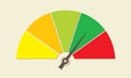 Speedometer icon or sign with arrow. Colorful Infographic gauge element. Vector illustration. Royalty Free Stock Photo